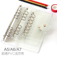 Load image into Gallery viewer, Transparent loose leaf binder loose strap loose leaf inner core  A6 A7 note book journal a5 planner office supplies

